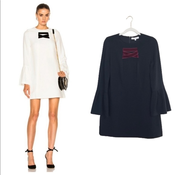 Alexis Black Bell Sleeve Velvet Lattice Josephine Shift Dress size small - Picture 1 of 7